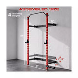 Garvee Folding Squat Rack, 1000LBS Capacity Wall Mounted Squat Rack, Foldable Squat Rack with Pull up Bar, J Hook, Landmine for Home Gym